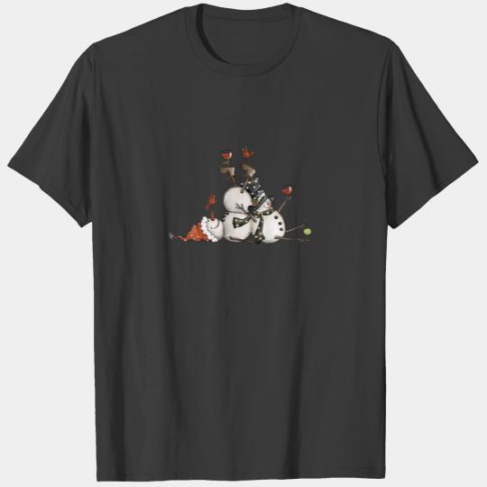Christmas Wine Xmas Two Snowman Wine Alcohol Pajam T-shirt