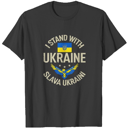 I Stand With Ukraine Slava Ukraine Peace Love Ukra T-shirt