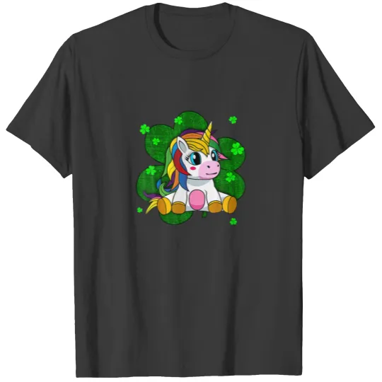 Cute-Unicorn Girls St Patricks Day Shamrock T-shirt