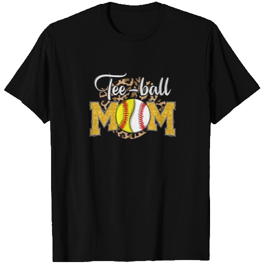 Tee-Ball Mom Leopard Funny Softball Baseball Mom M T-shirt