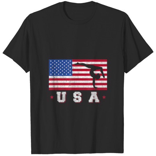 Patriotic Sports Gift American USA Flag Girls Gymn T-shirt