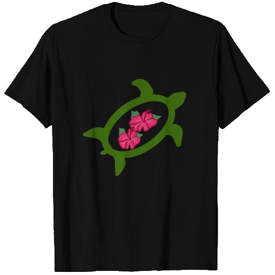Honu with hibiscus flowers T-shirt