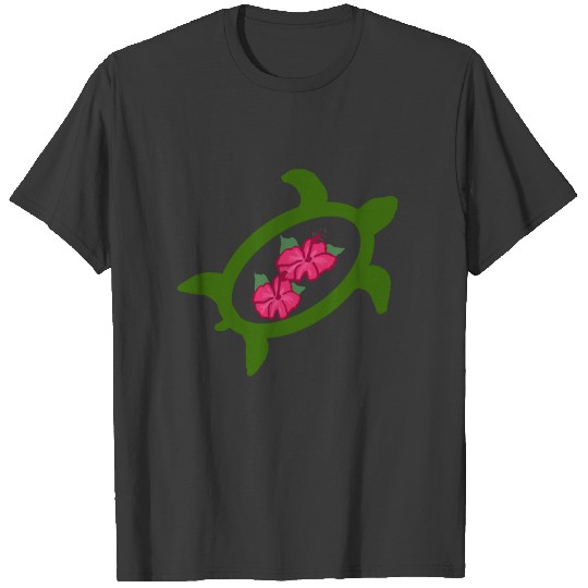 Honu with hibiscus flowers T-shirt