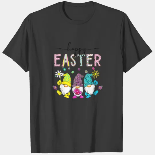 Kids Happy Easter Day Three Gnomes Bunny Egg T-shirt