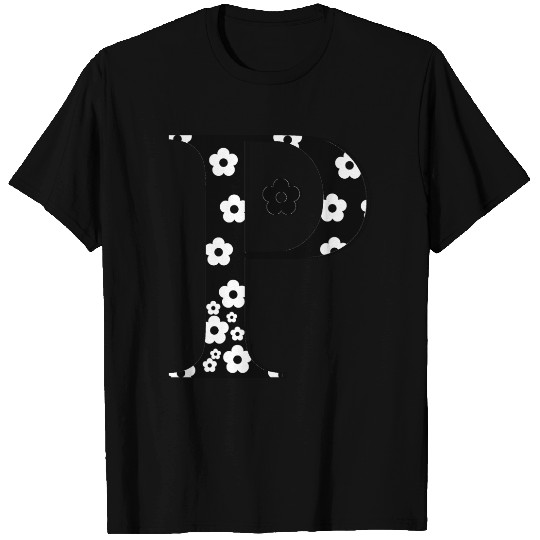 flower Patterned Letter P T-shirt