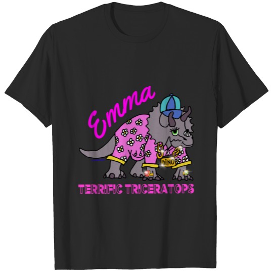 Discover Cute Personalized Name Triceratops Dinosaur T-shirt