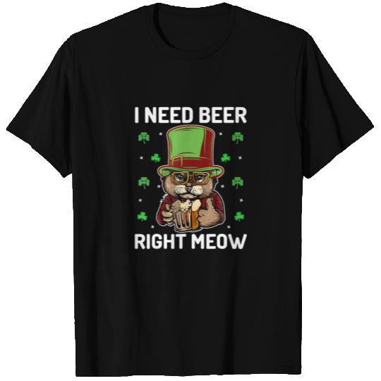 I Need Beer Right Meow, Funny Cat St Patricks Day, T-shirt