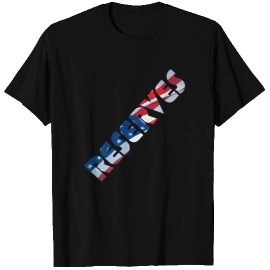 RESERVES in Waving American Flag Font T-shirt