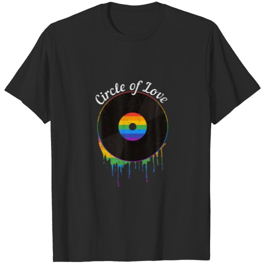 Vinyl LGBT Circle Of Love Retro Record Vintage Mus T-shirt