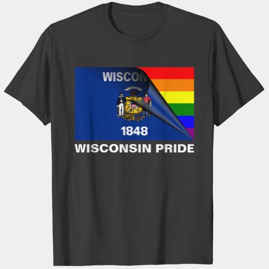 Wisconsin Pride LGBT Rainbow Flag T-shirt