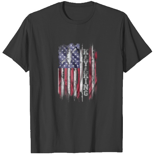 Vintage USA American Flag Kayaking Player Kayak Si T-shirt
