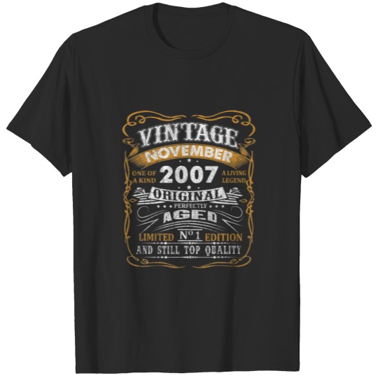Discover 14Th Birthday Men Women Vintage November 2007 14 Y T-shirt