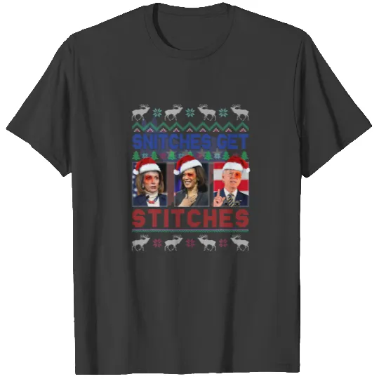 Snitches Get Stitches Xmas Anti Biden T-shirt