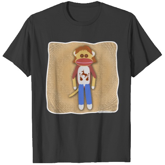Mullet Funny Retro Teen Sock Monkey Character T-shirt