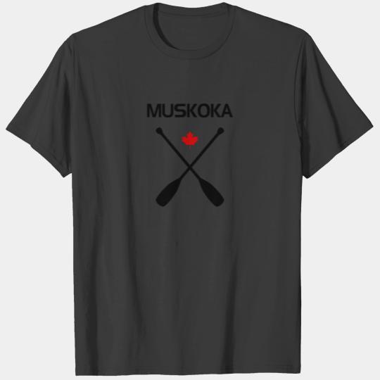 Muskoka Canada Crossed Paddle Oars Maple Leaf T-shirt