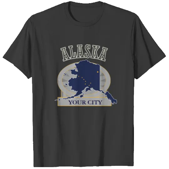 Alaska Flag Map Your City Mens Navy Blue T-shirt