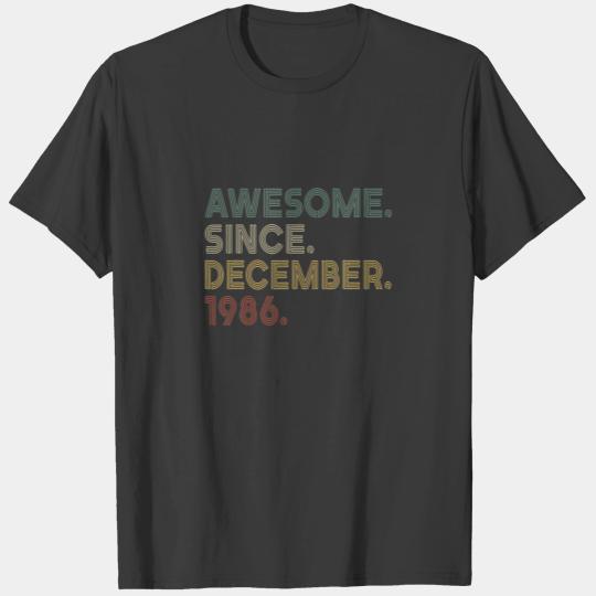 Vintage 36Th Birthday Awesome Since December 1986 T-shirt