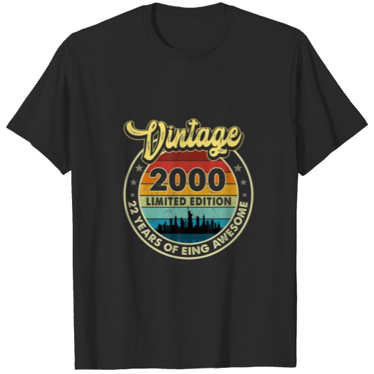 Discover Vintage 2000 Limited Edition 22Nd Birthday 22 Year T-shirt