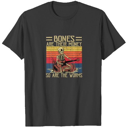 Bones Are Their Money, Skeleton Playing Guitar Ret T-shirt
