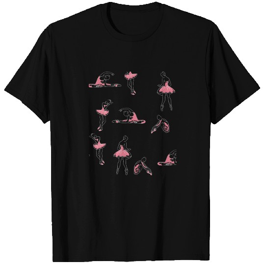 Ballet Dance Steps Pink Pattern Girly Ballerina Da T-shirt