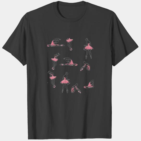 Ballet Dance Steps Pink Pattern Girly Ballerina Da T-shirt