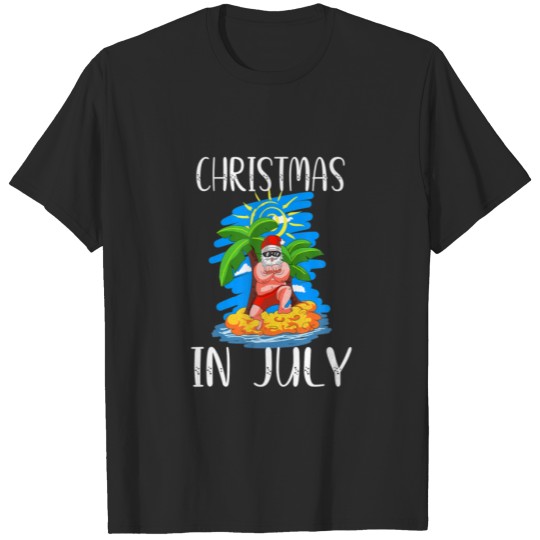 Christmas In July  Funny Santa And Hawaiian Lover T-shirt