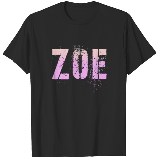 Discover Vintage ZOE Girls Name Grunge Pink Custom Birthday T-shirt