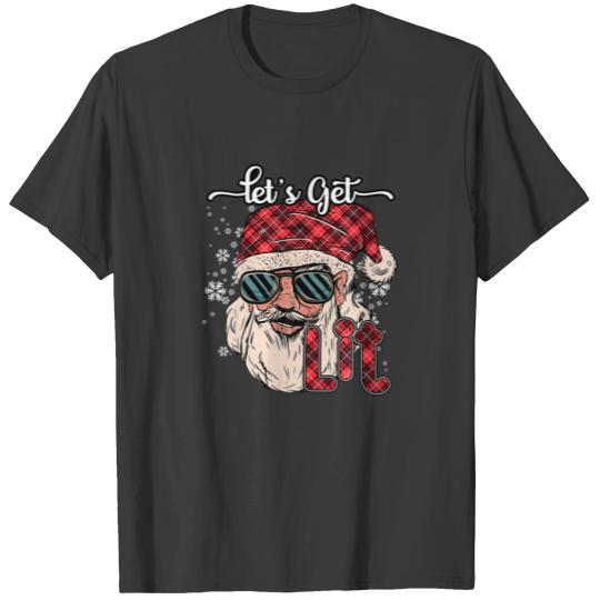 Christmas Lets Get Lit Funny Santa Xmas Men Wo T-shirt