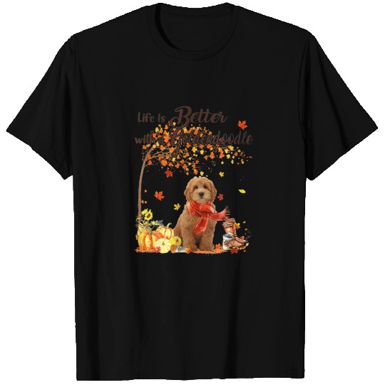 Goldendoodle Maple Tree Thanksgiving Day Cute Dog T-shirt