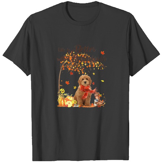 Goldendoodle Maple Tree Thanksgiving Day Cute Dog T-shirt