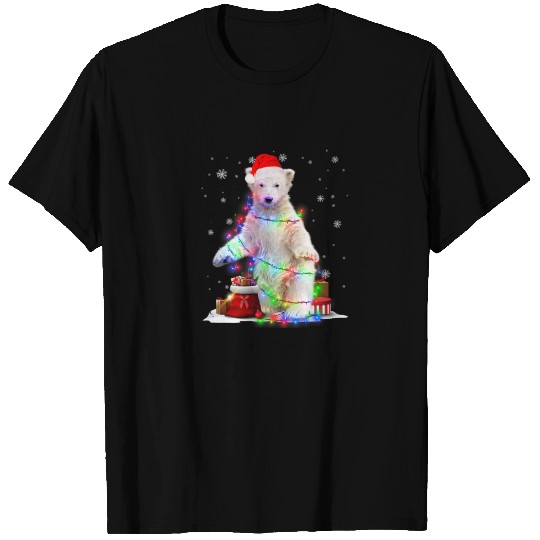 Funny Polar Bear Tree Christmas Lights Xmas Pajama T-shirt