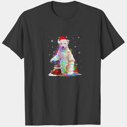Funny Polar Bear Tree Christmas Lights Xmas Pajama T-shirt