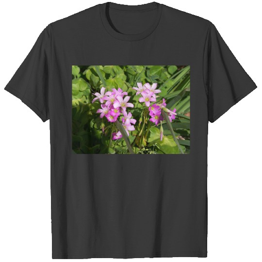 Pretty Pink feminine wildflowers on a dark T T-shirt