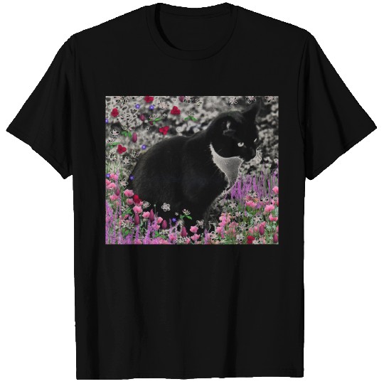 Freckles in Flowers II - Tuxedo Cat T-shirt