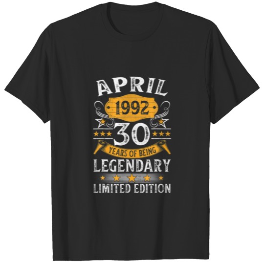 Discover Awesome 30 Year Old April 1992 Vintage Retro 30Th T-shirt