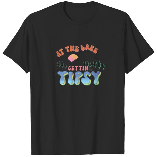 Discover At The Lake Getting Tipsy Mountain Sunset Retro Su T-shirt