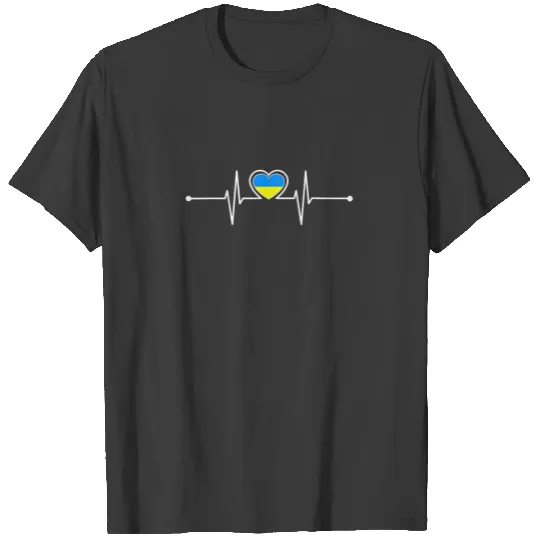 Ukraine Pride Heartbeat I Love Ukraine Heart Ukrai T-shirt