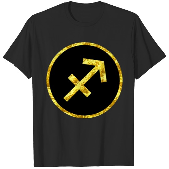 Sagittarius Gold Black Circle Symbol T-shirt