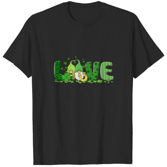 Discover Funny LOVE Gnomes Irish Shamrock St Patrick's Day T-shirt