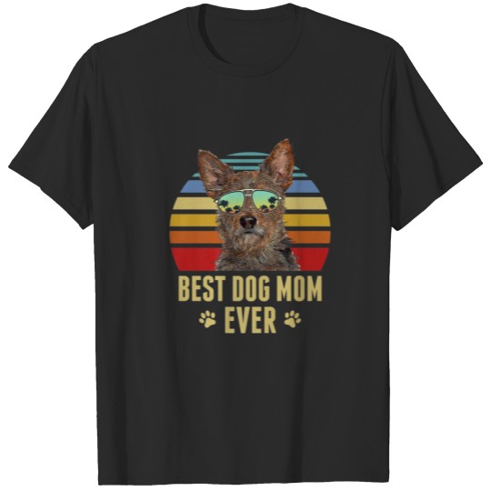 Australian Terrier Best Dog Mom Ever Retro Sunset T-shirt
