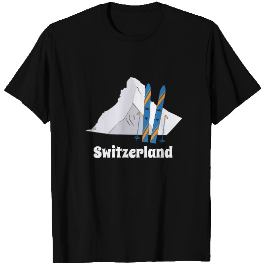 Doodle mountain and ski Switzerland T-shirt