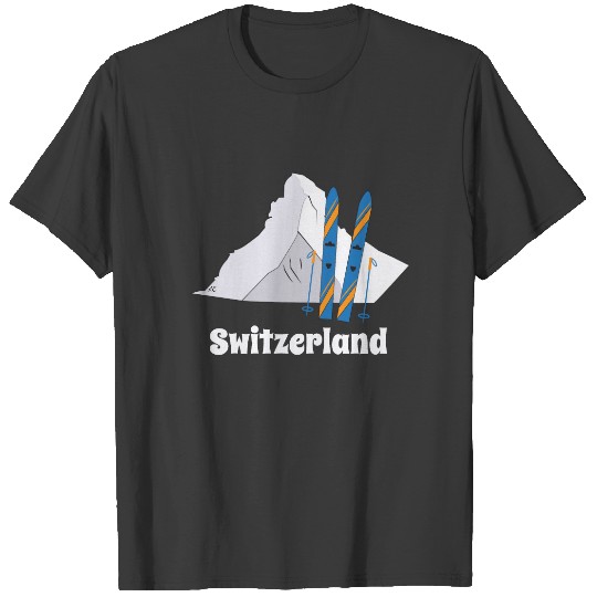 Doodle mountain and ski Switzerland T-shirt