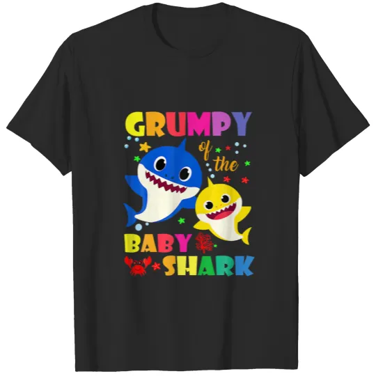 Discover Grumpy Of The Birthday Shark Dad, Mom Matching Fam T-shirt