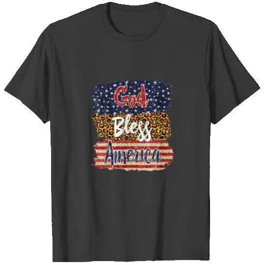 God Bless America Leopard Christian 4Th Of July Pa T-shirt
