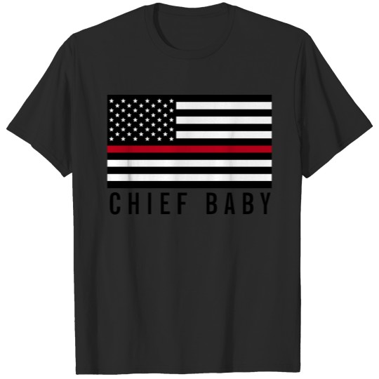 Discover Firefighter Thin Red Line American Flag Chief Baby T-shirt