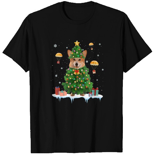 Corgi Christmas Tree Lights Merry Corgmas Christma T-shirt