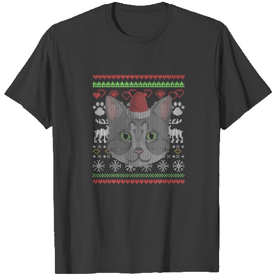 American Shorthair Cat Santa Claus Ugly Christmas T-shirt
