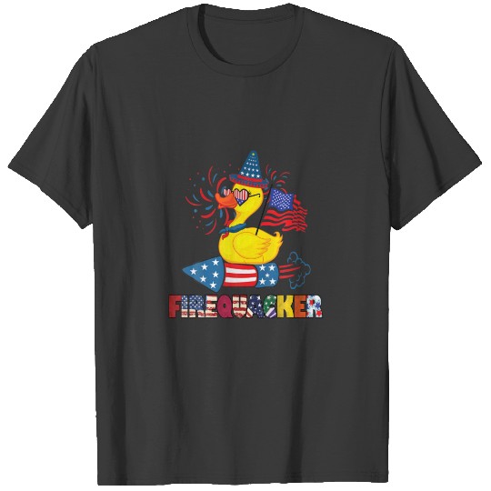 4Th Of July Firequacker Patriotic Rubber Duck T-shirt