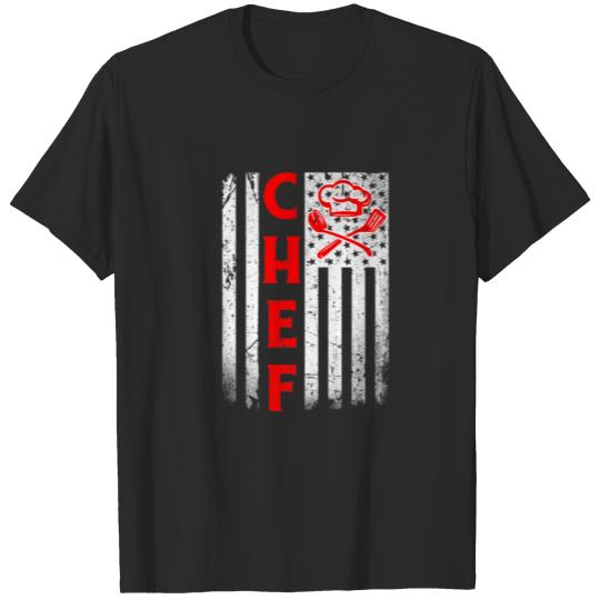 Vintage Distressed Patriotic Chef American USA Fla T-shirt