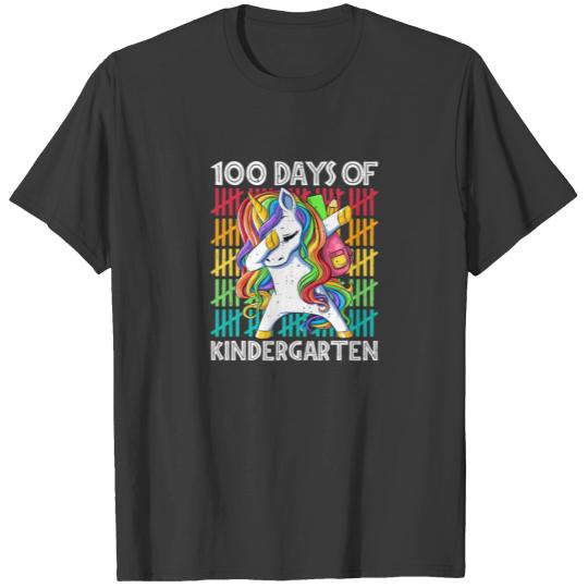 Funny 100 Days Of Kindergarten Unicorn Women Teach T-shirt